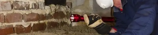 Pest control technician inspecting a crawl space for ant activity and entry points in Raleigh, NC
